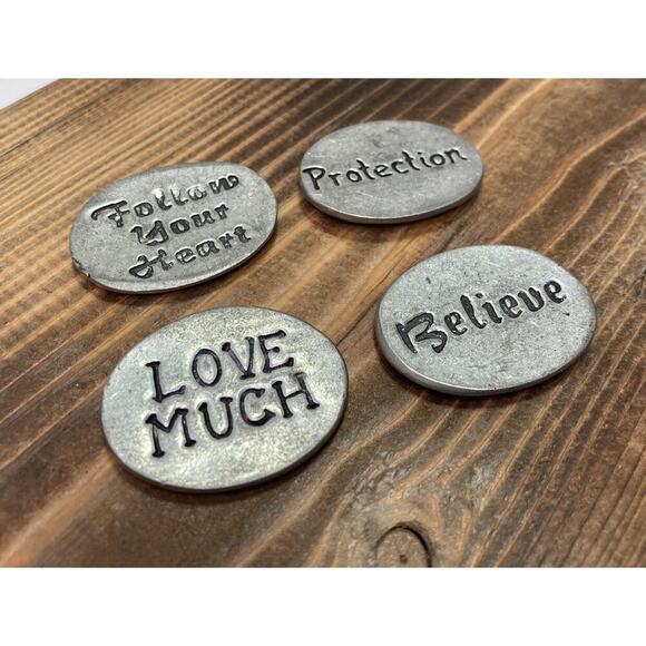 4 - Basic Spirit Canadian Pewter Tokens Angel Heart Believe Protection - Picture 3 of 5